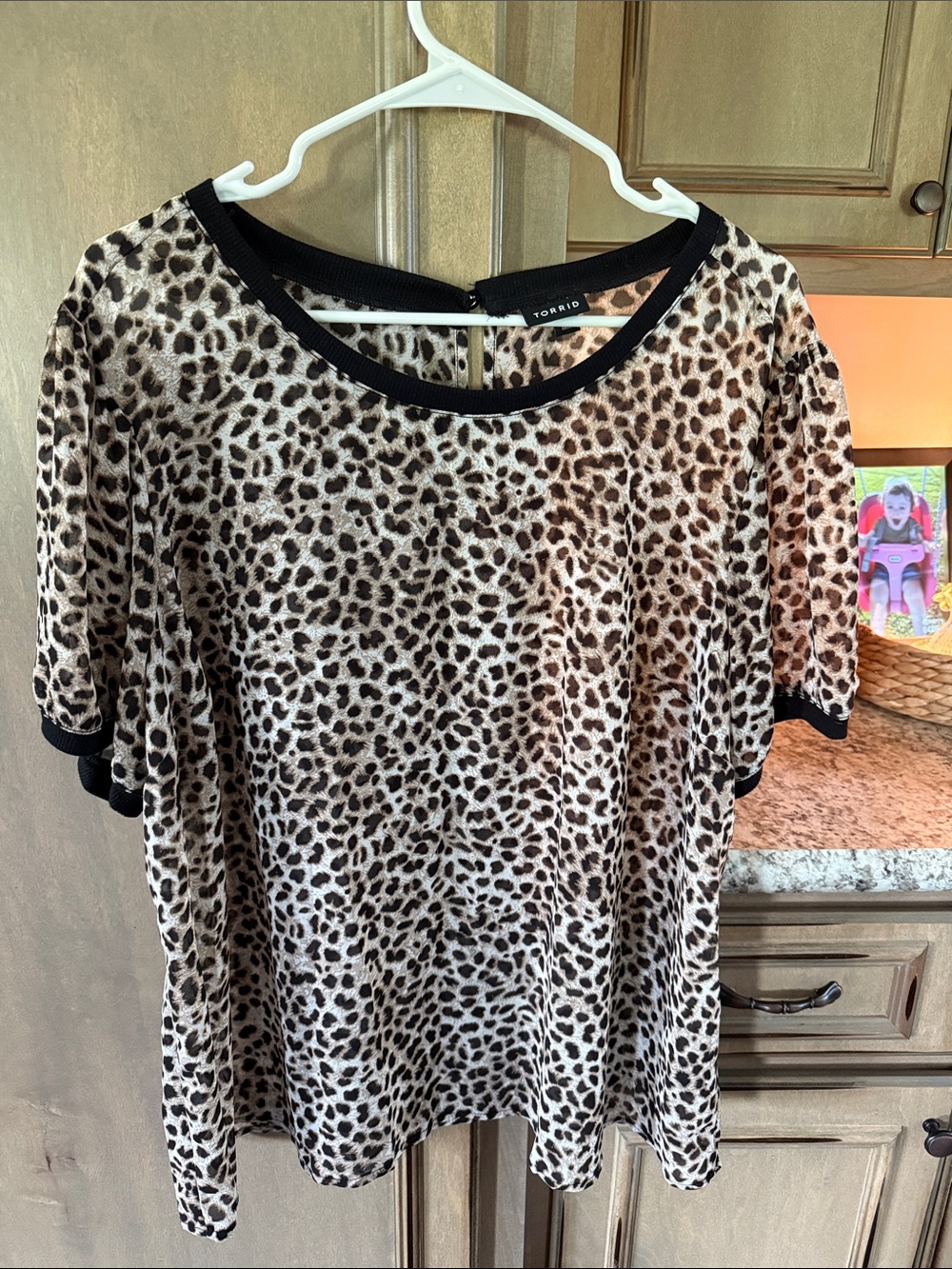 torrid Leopard Print Short Sleeve Tee with Black Trim